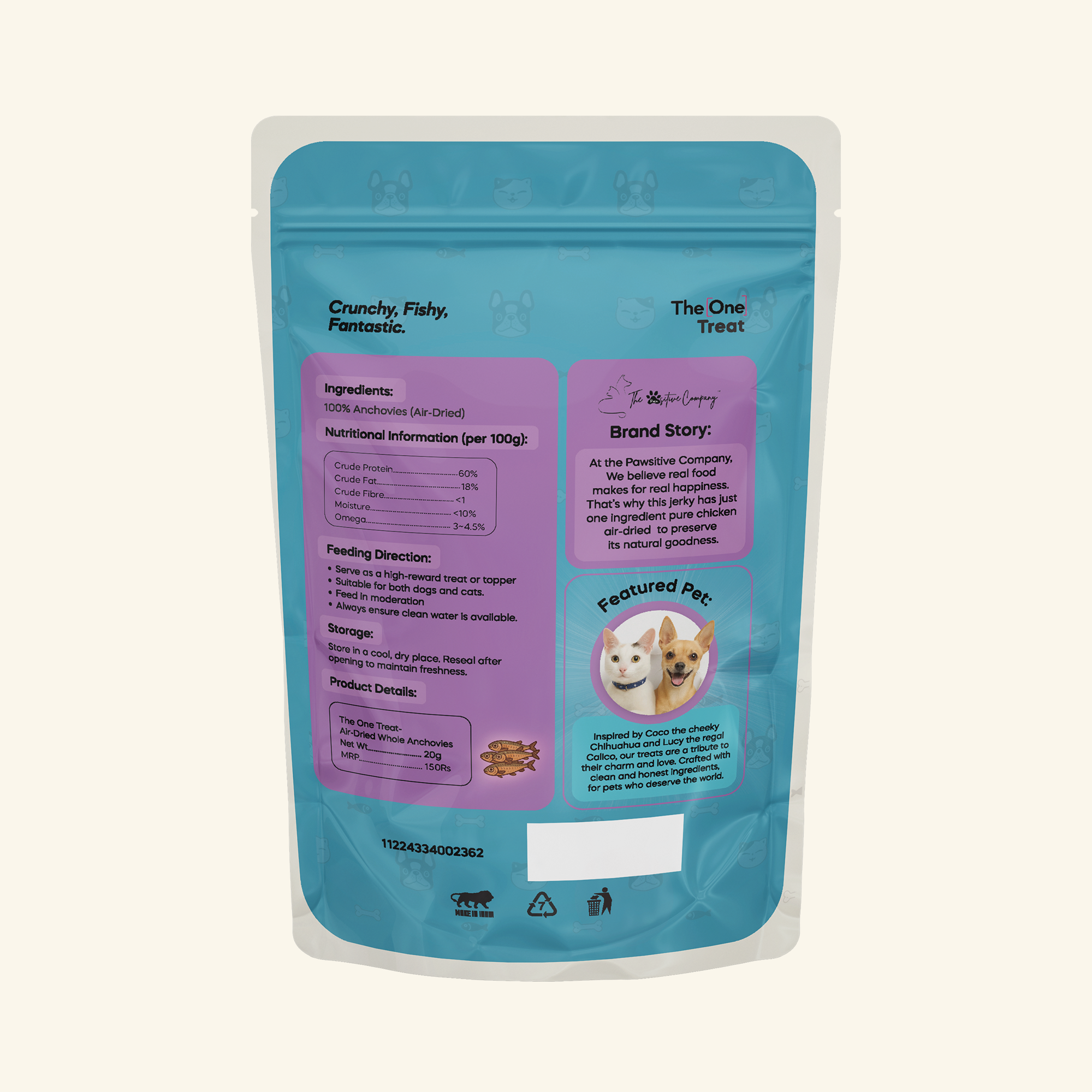The One Treat - Air Dried Whole Anchovies - 20g