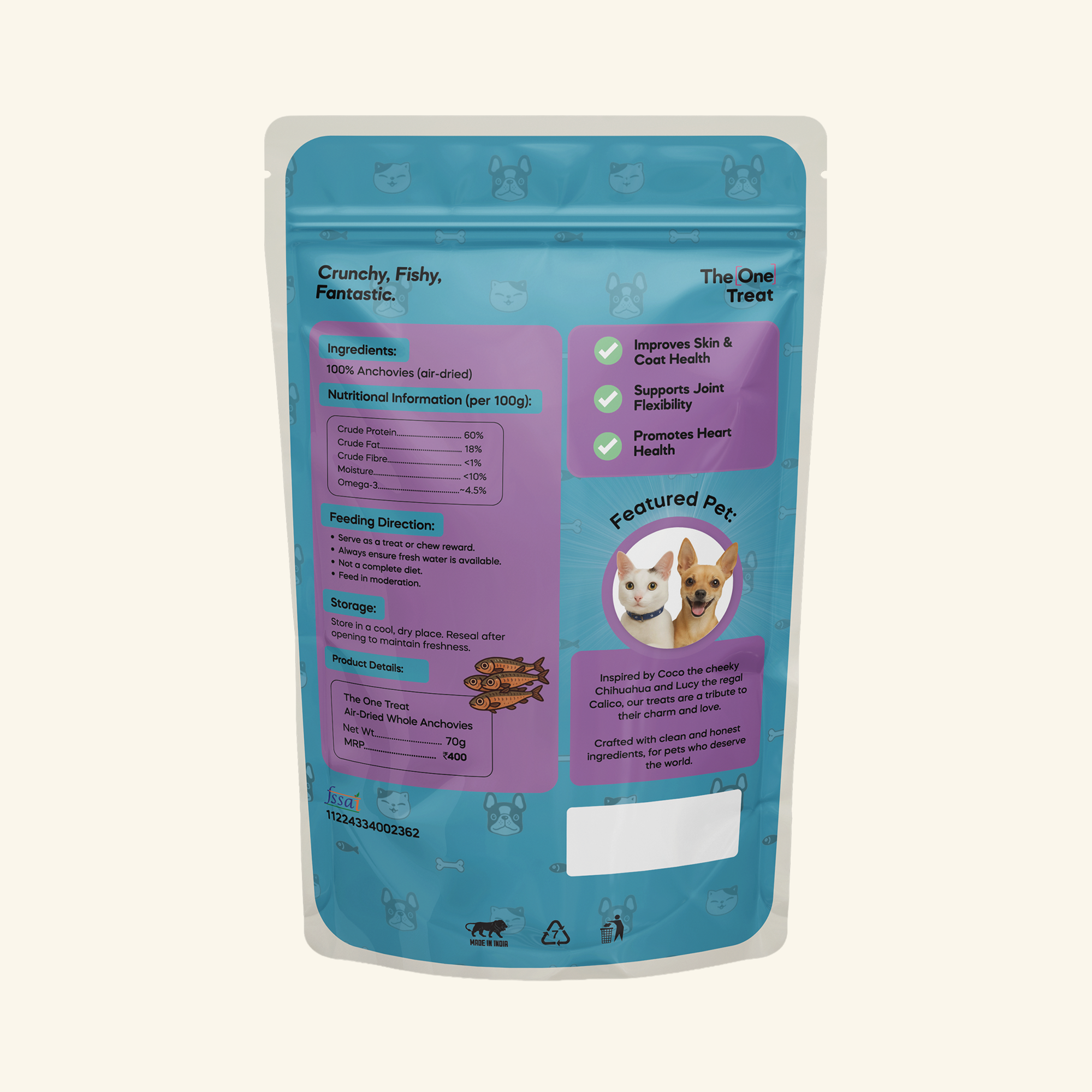 The One Treat - Air Dried Whole Anchovies - 70g