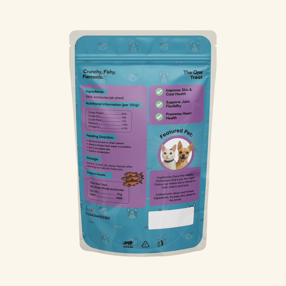 The One Treat - Air Dried Whole Anchovies - 70g