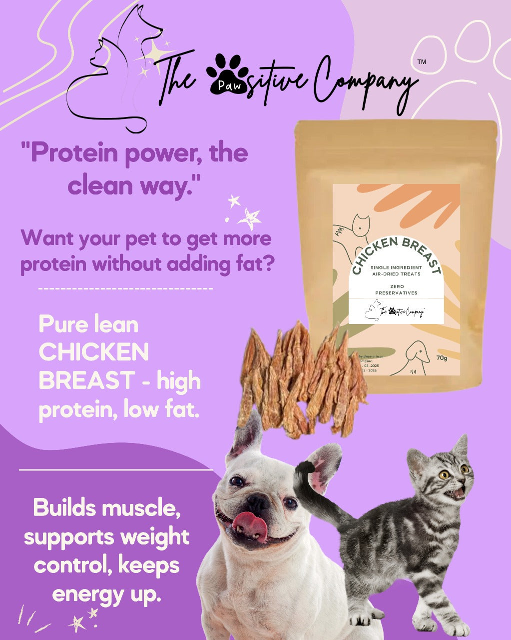 Chicken Breast - Air-dried Treats for Cats & Dogs - 70g