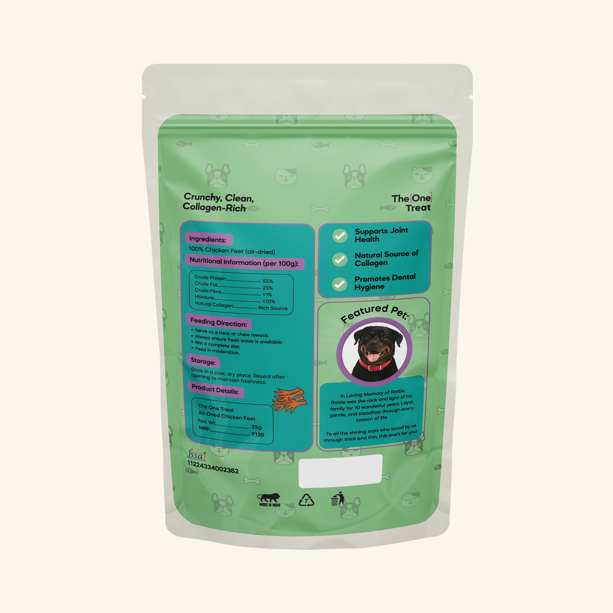 The One Treat - Air-Dried Chicken Feet - 70g