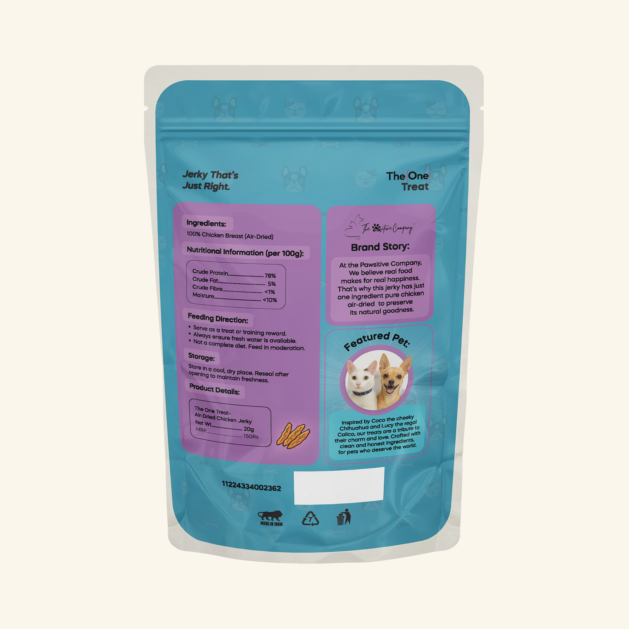 The One Treat - Air-Dried Chicken Jerky - 20g