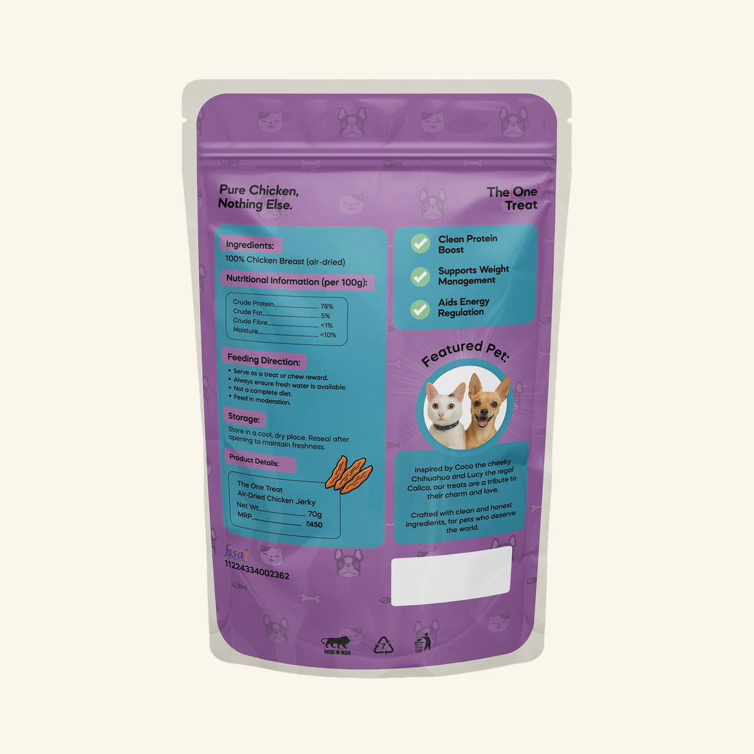 The One Treat - Air-Dried Chicken Jerky - 70g