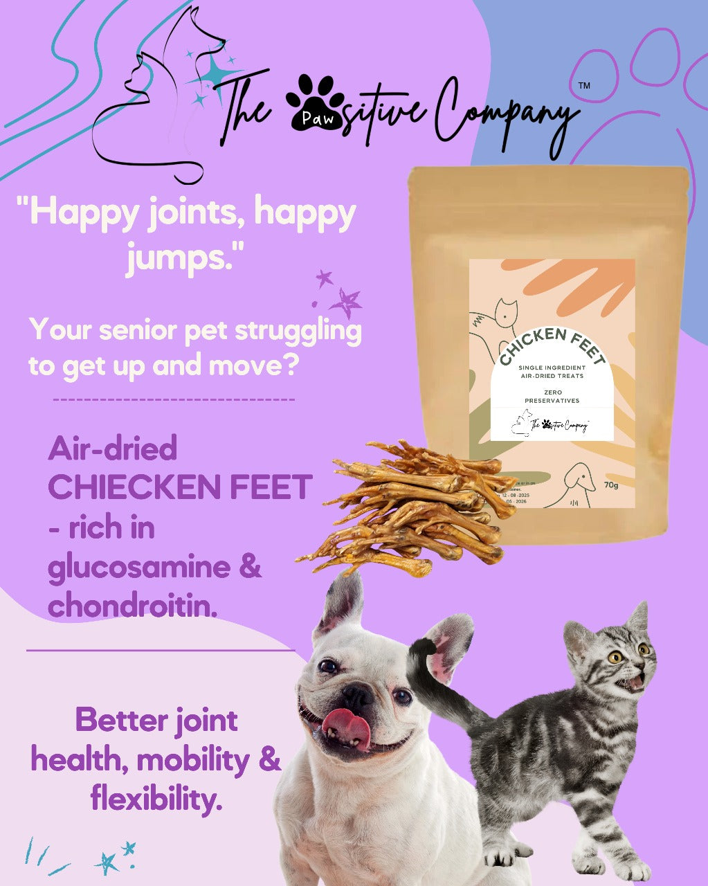 Chicken Feet - Air-dried Treats for Cats & Dogs - 70g