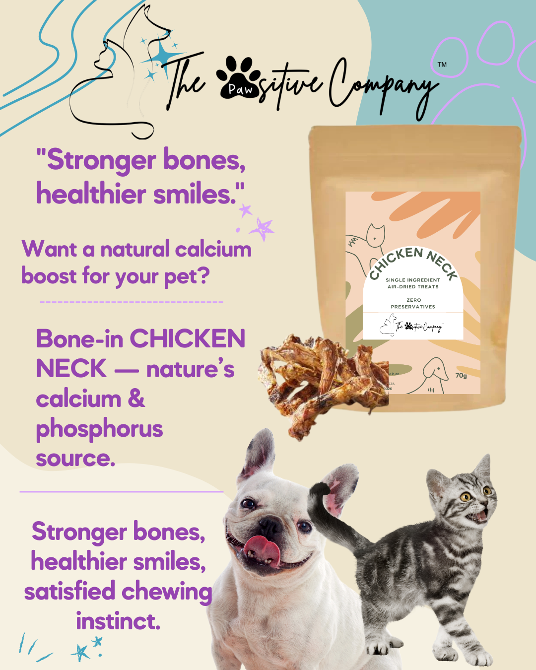 Chicken Neck - Air-dried Treats for Cats & Dogs - 70g