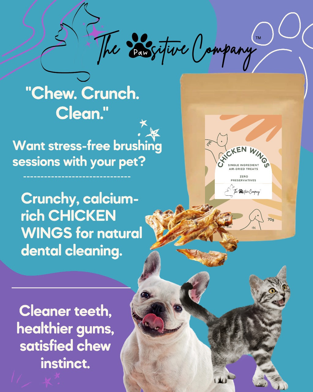 Chicken Wings - Air-dried Treats for Cats & Dogs - 70g